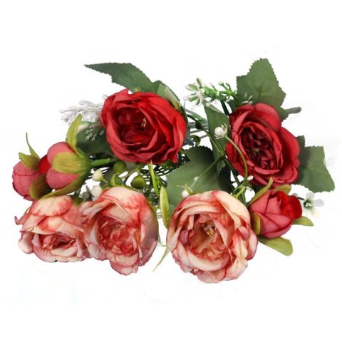 Bukiet Piwonii Deluxe - Czerwony, Sztuczny, 5 Sztuk Wysokości 35 cm