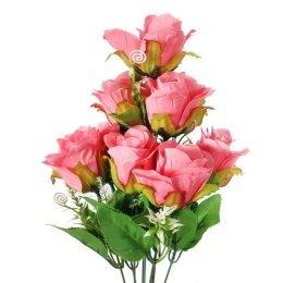 Bukiet Szlachetnych Róż w Jasnym Różu - Sztuczne Kwiaty Premium 48cm