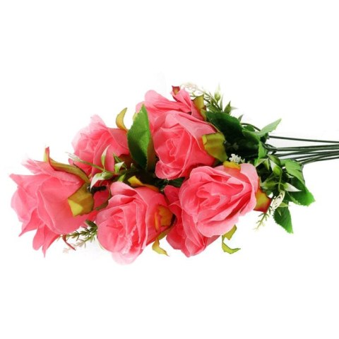 Bukiet Szlachetnych Róż w Jasnym Różu - Sztuczne Kwiaty Premium 48cm