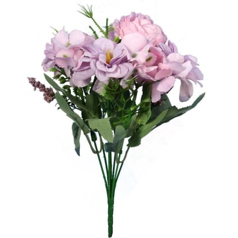 Bukiet Sztucznych Kwiatów Hortensja 7 Sztuk, 32cm, Kolor Fioletowy