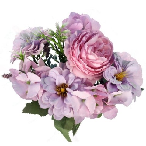 Bukiet Sztucznych Kwiatów Hortensja 7 Sztuk, 32cm, Kolor Fioletowy
