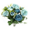 Bukiet Sztucznych Niebieskich Piwonii - Dekoracja Elegancka, Wysokość 35 cm