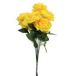 Bukiet Sztucznych Piwonii w Kolorze Żółtym, 7 Sztuk, 36 cm