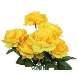 Bukiet Sztucznych Piwonii w Kolorze Żółtym, 7 Sztuk, 36 cm