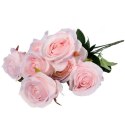 Bukiet Sztucznych Róż Wysokiej Jakości, 7 Sztuk, Kolor Różowy, 50cm