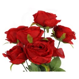 Czerwony Bukiet Sztucznych Róż Wysokiej Jakości - 7 sztuk, 50cm