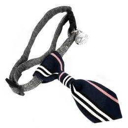 Elegancka Obroża dla Pupila z Krawatem i Dzwoneczkiem w kolorach Granatowym i Różowym