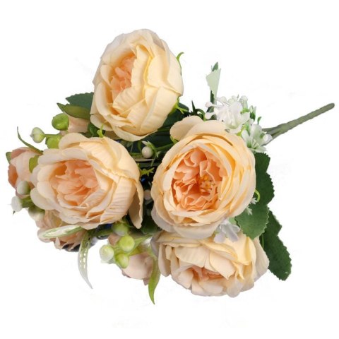 Elegancki Bukiet 5 Sztucznych Piwonii Koloru Kremowego - Dekoracja na Cały Rok