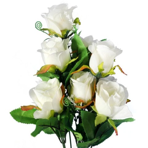 Elegancki Bukiet 9 Sztucznych Białych Róż Wysokość 48 cm