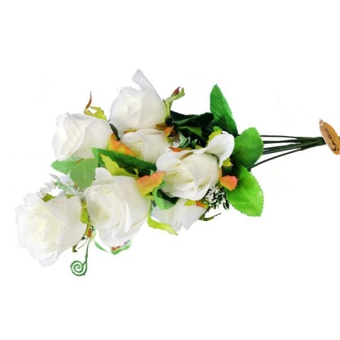 Elegancki Bukiet 9 Sztucznych Białych Róż Wysokość 48 cm