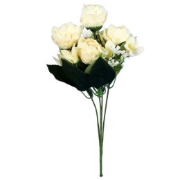 Elegancki Bukiet Sztucznych Piwonii w Kolorze Kremowym - 5 Sztuk