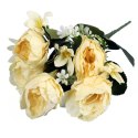 Elegancki Bukiet Sztucznych Piwonii w Kolorze Kremowym - 5 Sztuk