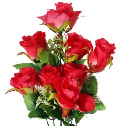 Elegancki Sztuczny Bukiet 9 Róż w Ciemnym Odcieniu Różu - Dekoracja na Cały Rok