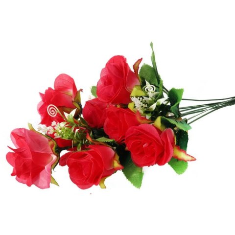 Elegancki Sztuczny Bukiet 9 Róż w Ciemnym Odcieniu Różu - Dekoracja na Cały Rok