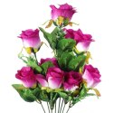 Elegancki bukiet sztucznych róż fioletowych - 9 sztuk, 48cm