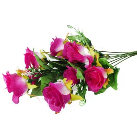 Elegancki bukiet sztucznych róż fioletowych - 9 sztuk, 48cm