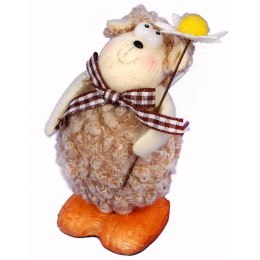 Figurka Wielkanocna Baranek Symboliczny z Kwiatkiem, 10cm, Kolor Brązowy