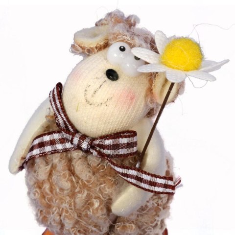 Figurka Wielkanocna Baranek Symboliczny z Kwiatkiem, 10cm, Kolor Brązowy