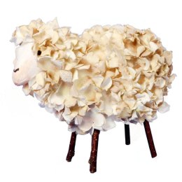 Figurka Wielkanocna Wełniany Baranek na Drewnianych Nogach 10 cm - Kolor Brązowy