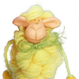 Figurka baranek z włóczki do posadzenia 18cm żółty