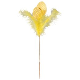 Jajka dekoracyjne z piórkami, żółte, 28 cm