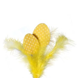 Jajka dekoracyjne z piórkami, żółte, 28 cm
