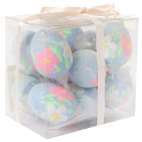 Jajka lukrowane zawieszki zestaw 12 sztuk 4cm niebieskie