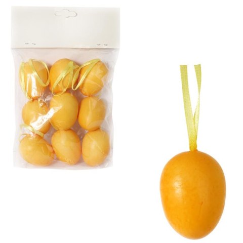 Jajka plastikowe zawieszki zestaw 9 sztuk 5cm żółte