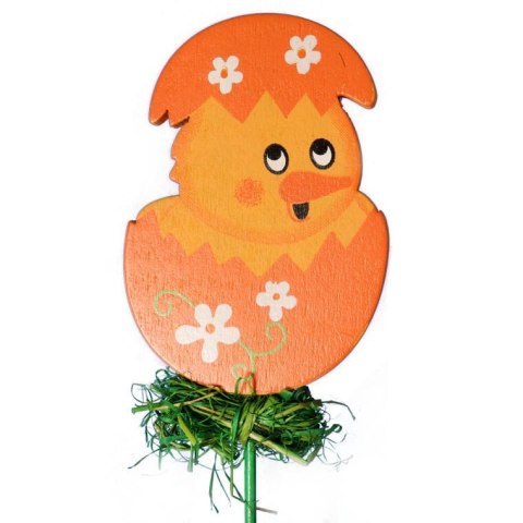 KURCZAK DREWNIANY NA PIKU WIELKANOC POMARAŃCZOWY