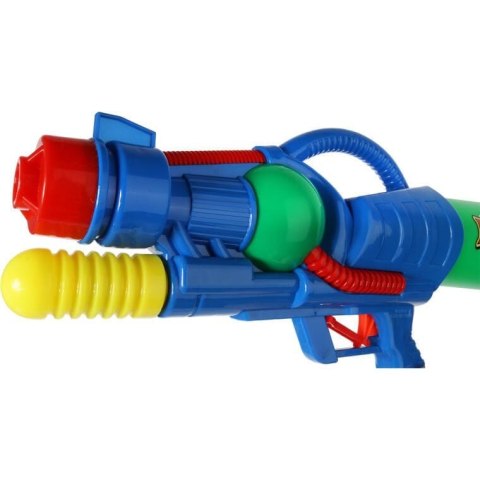Niebieski Pistolet na Wodę 45 cm z Odwrotnym Mocowaniem Pojemnika i Systemem Tworzenia Ciśnienia