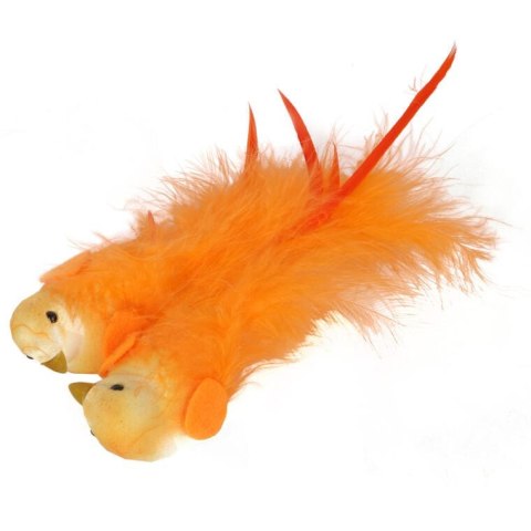 PTASZKI Z NATURALNYMI PIÓRKAMI DO STROIKÓW 2SZT 15CM POMARAŃCZOWE