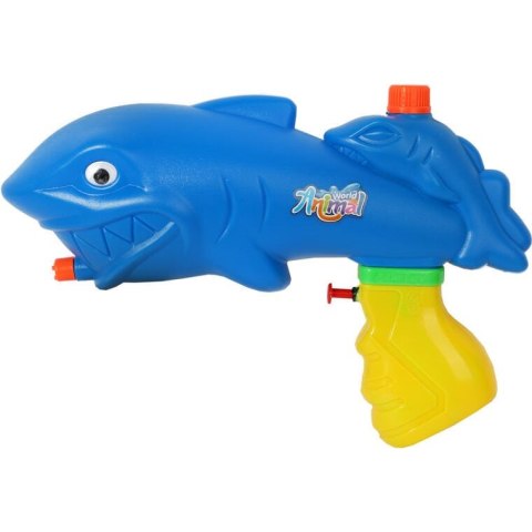 Pistolet na Wodę z Pojemnikiem Ciśnieniowym 29 cm - Design Rekin w Kolorze Niebieskim