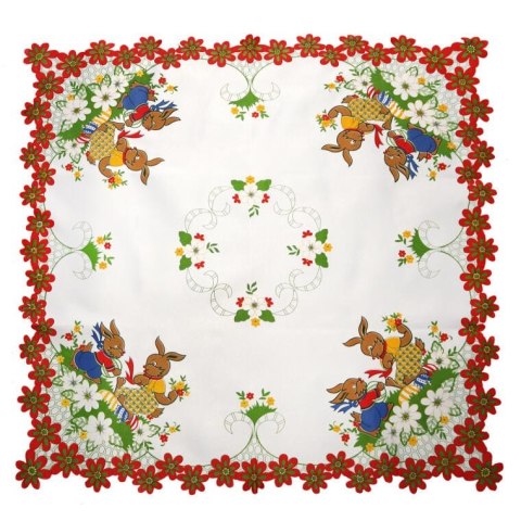 Plamoodporny Obrus świąteczny na stół Wielkanocny 85x85cm zające