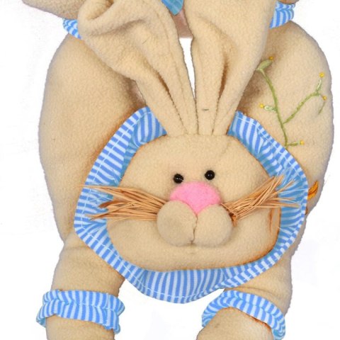 Pluszowy Zając Wielkanocny z Drewnianą Tabliczką - Zawieszka na Drzwi, Kolor Niebieski, 38 cm