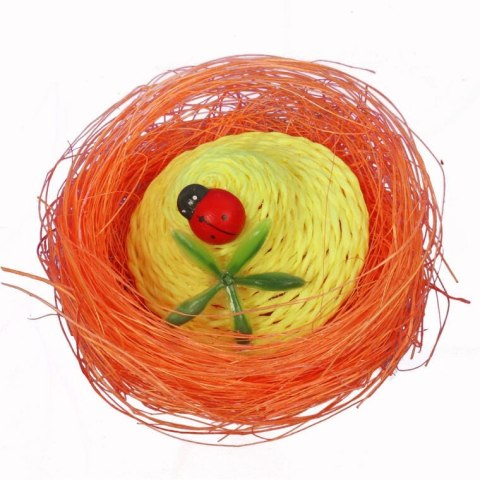 Pomarańczowe Gniazdka z Figurkami Kurczaka i Pisklęcia - Dekoracja Wielkanocna 2szt