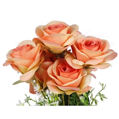 Pomarańczowy Bukiet Sztucznych Róż 45cm - Wiernie Odwzorowane Kwiaty