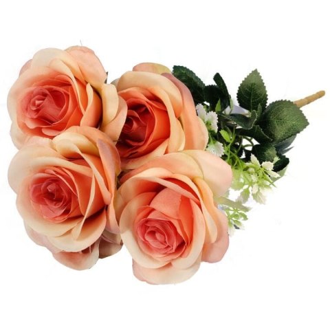 Pomarańczowy Bukiet Sztucznych Róż 45cm - Wiernie Odwzorowane Kwiaty