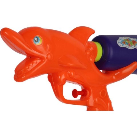 Pomarańczowy Pistolet Wodny Rekin 24cm z Odwróconym Pojemnikiem i Systemem Ciśnieniowym