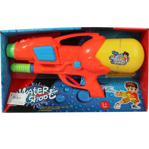 Pomarańczowy Pistolet na Wodę o Długości 38 cm z Innowacyjnym Systemem Mocowania Pojemnika i Ciśnienia