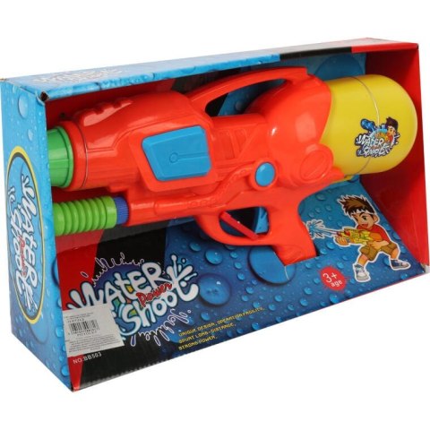 Pomarańczowy Pistolet na Wodę o Długości 38 cm z Innowacyjnym Systemem Mocowania Pojemnika i Ciśnienia