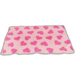 Różowy Kocyk dla Psa z Serduszkami - Trwałe Wykończenie