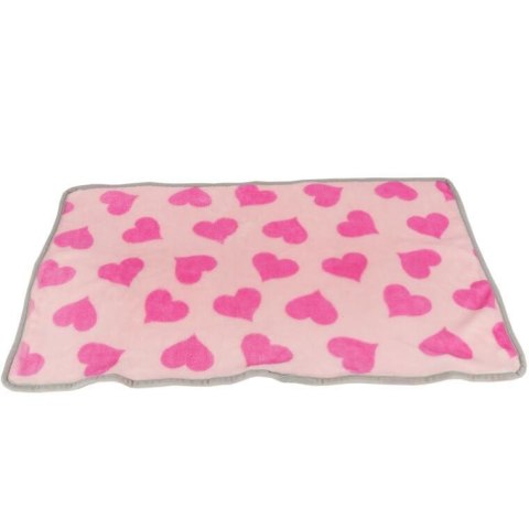 Różowy Kocyk dla Psa z Serduszkami - Trwałe Wykończenie