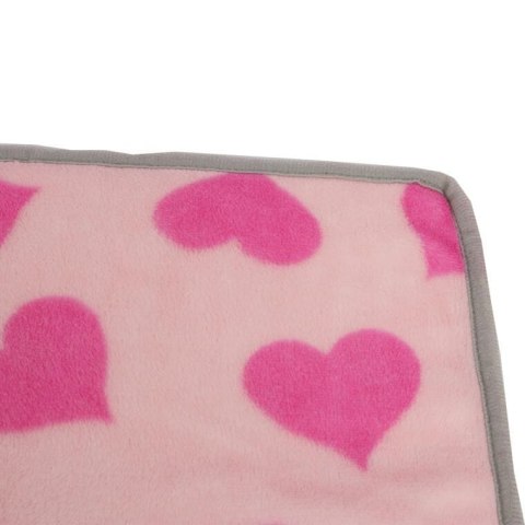 Różowy Kocyk dla Psa z Serduszkami - Trwałe Wykończenie