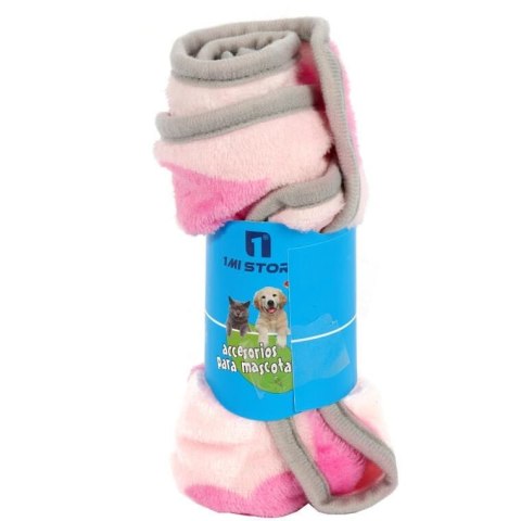 Różowy Kocyk dla Psa z Serduszkami - Trwałe Wykończenie