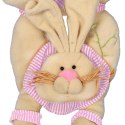 Różowy Zając Wielkanocny - Pluszowa Zawieszka na Drzwi z Drewnianą Tabliczką, 38 cm