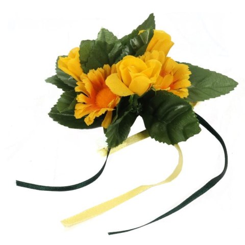 Stroik na Świeczkę z Żółtymi Słonecznikami 10 cm