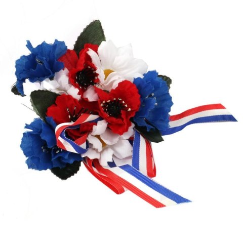 Stroik na świeczkę z chabrami i makami, 10cm, kolor niebieski.