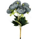 Sztuczne Piwonie w Kolorze Szaro niebieskim - Bukiet 7 Sztuk, 48 cm