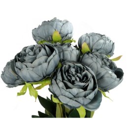 Sztuczne Piwonie w Kolorze Szaro niebieskim - Bukiet 7 Sztuk, 48 cm