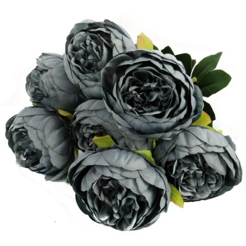 Sztuczne Piwonie w Kolorze Szaro niebieskim - Bukiet 7 Sztuk, 48 cm